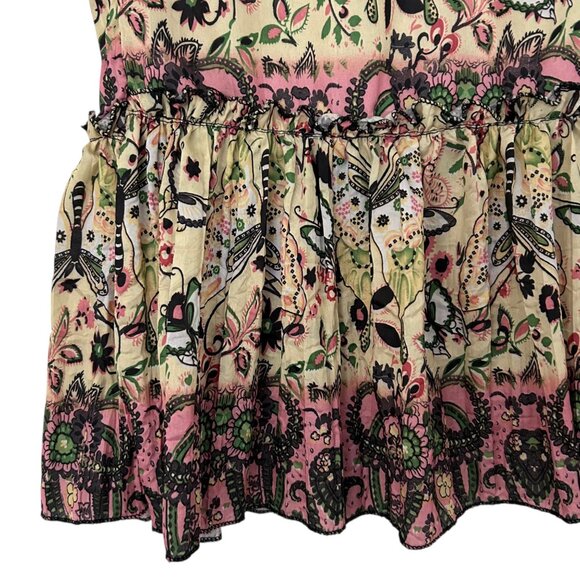 Baccini Boho Gypsy Tiered Floral Butterfly Garden Print Maxi Skirt (PM) - Picture 7 of 11